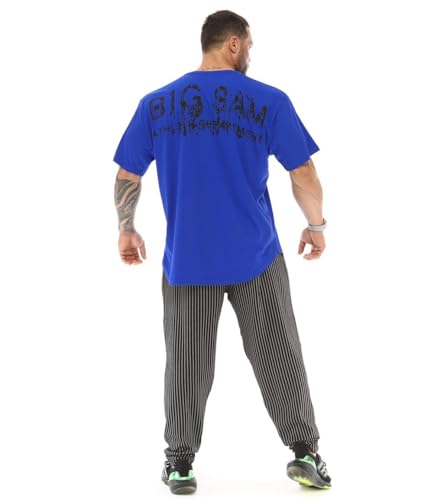 Men's Oversize T-Shirt Thin Fabric 100% Cotton Rag Top Gym T-Shirt(Blue,3XL)