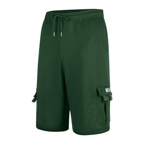 Binmer Mens Cargo Sweat Shorts Casual Drawstring Elastic Waist Athletic Workout Gym Jogger Shorts Sweatpant with Multi Pocket