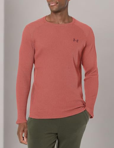 Under Armour Mens Waffle Max Long Sleeve Crew, (688) Cinna Red / / Dark Maroon, XX-Large