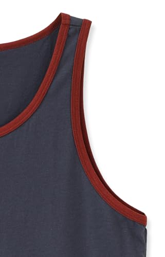 AIRDYNAM Mens Tank Top Soft Lightweight Gym Workout Beach Casual Sleeveless Muscle Shirts DARK BLUE/RUST RED M