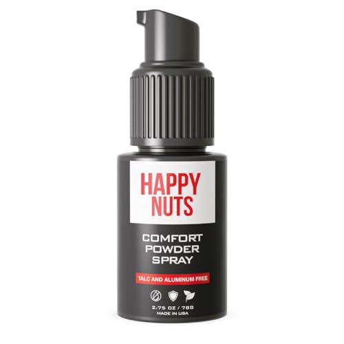 Happy Nuts Comfort Powder Spray: Anti Chafing & Mens Deodorant, Aluminum-Free, Sweat and Odor Control for Jock Itch, Groin and Men's Private Parts (2.75 Ounce (Pack of 1), Original)