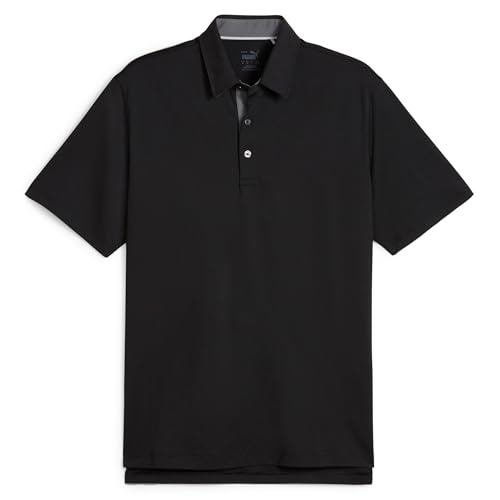 Puma Golf Men's MATTR Brigade Polo, Puma Black-Slate Sky