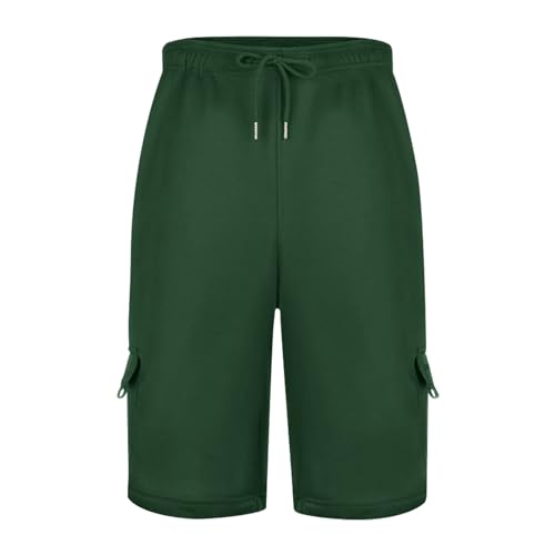 Binmer Mens Cargo Sweat Shorts Casual Drawstring Elastic Waist Athletic Workout Gym Jogger Shorts Sweatpant with Multi Pocket