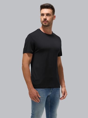 Men's Merino Wool T-Shirt - Breathable Quick Dry Athletic Shirt, Thermal Winter Base Layer, Odor-Free Summer Tee Black