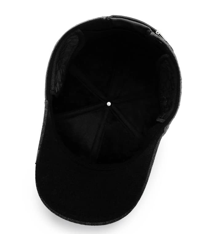 FASHIXD Winter Baseball Cap Men's Winter Hats with Earflaps Cold Weather Caps Adjustable Black