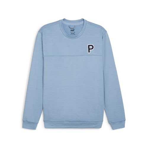 PUMA Golf Men's CLOUDSPUN Patch Crewneck, Zen Blue Heather