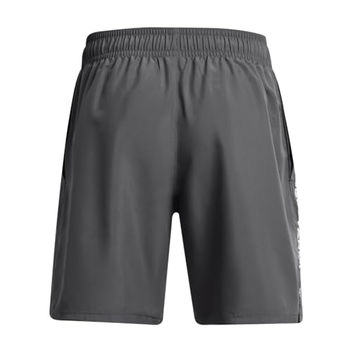 Under Armour Men's Woven Wordmark Shorts, (025) Castlerock / / White, Small