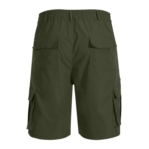 APIVOE Cargo Shorts for Men Summer Elastic Waist Shorts Lightweight Work Long Shorts Big and Tall Cargo Shorts with Pockets