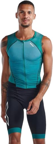 2XU Men's Light Speed Front Zip Tri Suit (US, Alpha, X-Large, Regular, Regular, Standard, Forest Green)