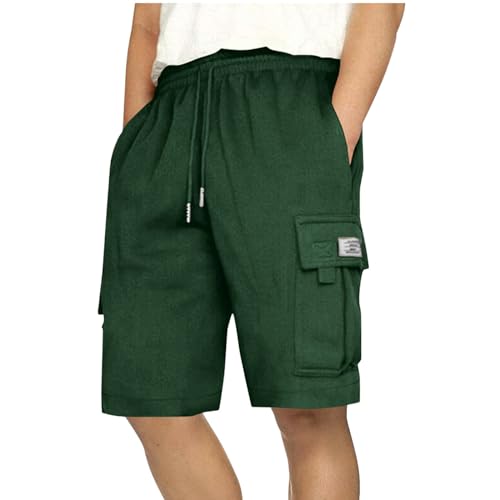 Binmer Mens Cargo Sweat Shorts Casual Drawstring Elastic Waist Athletic Workout Gym Jogger Shorts Sweatpant with Multi Pocket