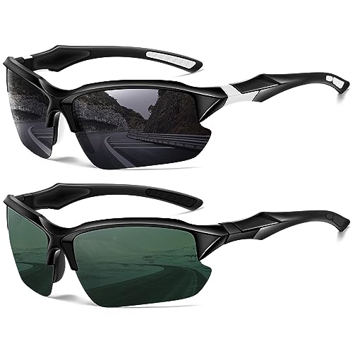 DioKiw 3PACK Sports Polarized Sunglasses for Men Cycling Running Fishing UV400 Protection Sun Glasses Lightweight Half Frame Goggles