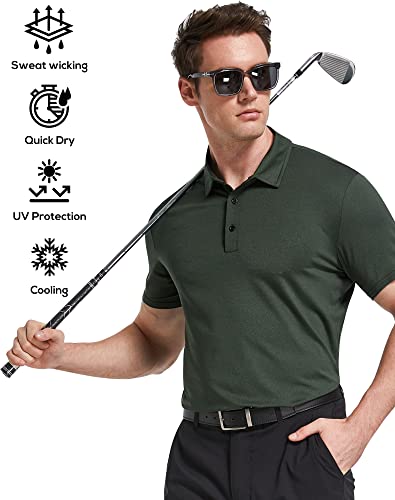 TELALEO 5 Pack Mens Polo Shirts Quick Dry Short Sleeve Golf T Shirt Performance Moisture Wicking Casual Workout 2XL
