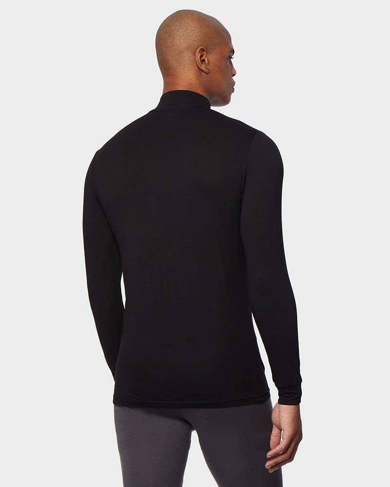 32 Degrees Men's Lightweight Baselayer Mock Top | Long Sleeve | Form Fitting | 4-Way Stretch | Thermal, Black, Medium