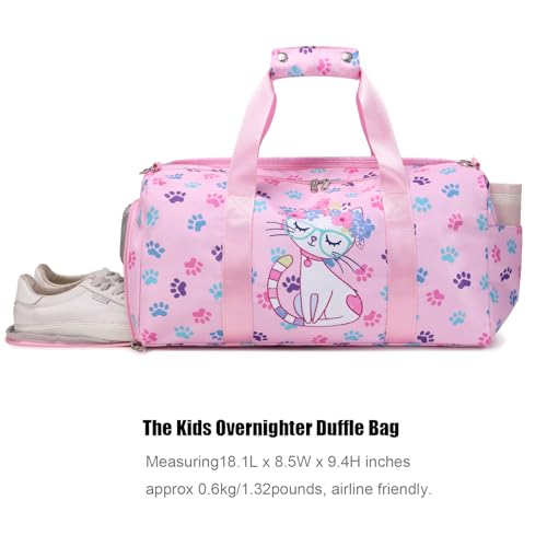 Octsky Dance Bag Sports Gym Bag Teens Dance Bag Gymnastics Bag Carry On Weekender Bag with Shoe Compartment (Cat Pink)