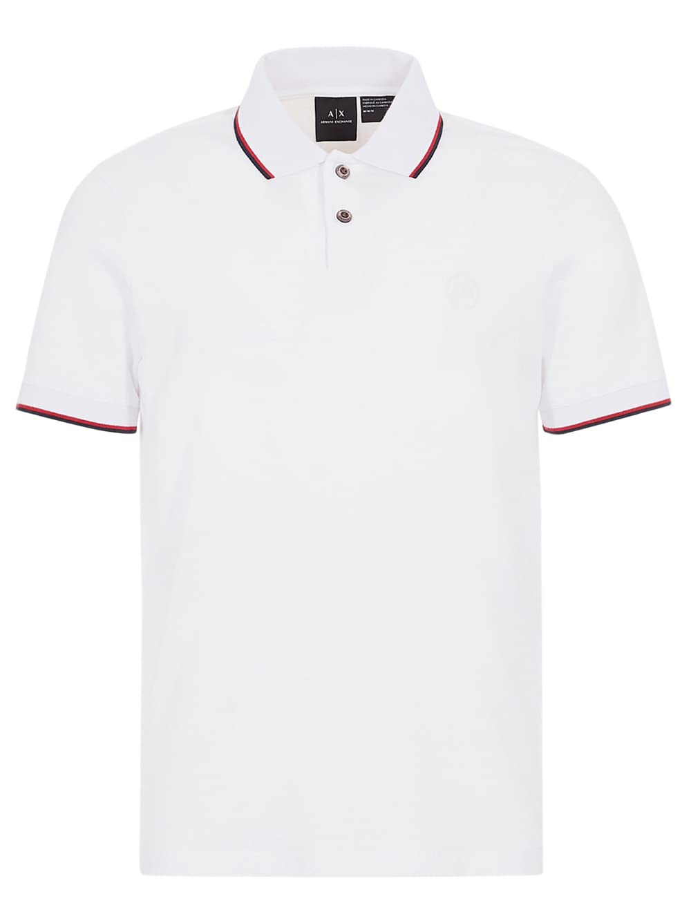 A|X Armani Exchange Men's Short Sleeve Jersey Knit Polo, 1100 White, S