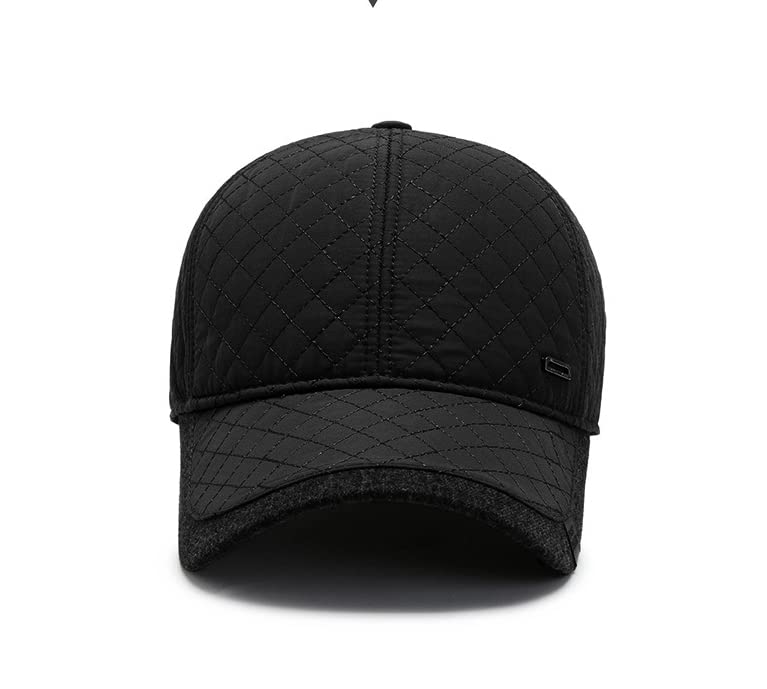 FASHIXD Winter Baseball Cap Men's Winter Hats with Earflaps Cold Weather Caps Adjustable Black