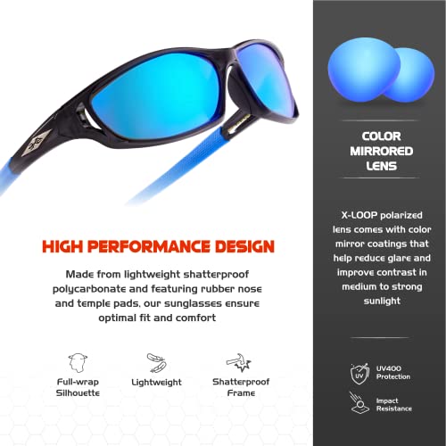 X LOOP Polarized Sports Sunglasses for Men - Wrap Around UV400 Baseball Running Cycling Driving Fishing Golf Glasses
