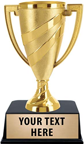 Crown Awards Gold Cup Trophies with Custom Engraving, 5.75" Personalized Gold Swirl Cup Achievement Trophy On Black Base 1 Pack