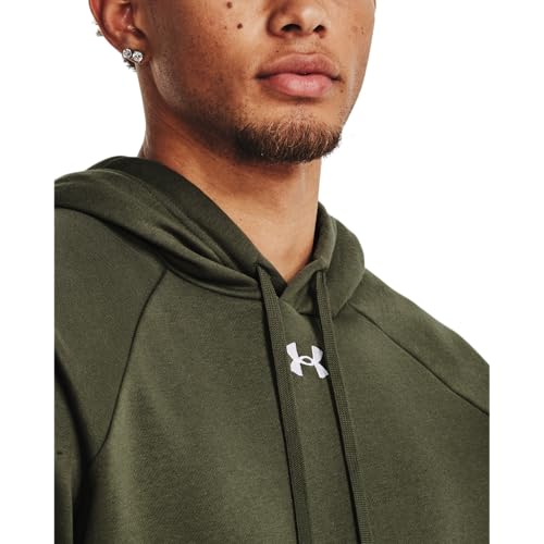 Under Armour Men's Rival Fleece Hoodie, (390) Marine OD Green / / White, X-Large