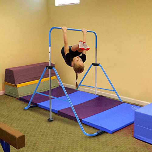 Safly Fun Gymnastics Bar for Kids: Adjustable Height Horizontal Bar Foldable Gymnastic Junior Training Bar Kip Bar for Home Using Gymnastics Equipment Indoor Outdoor