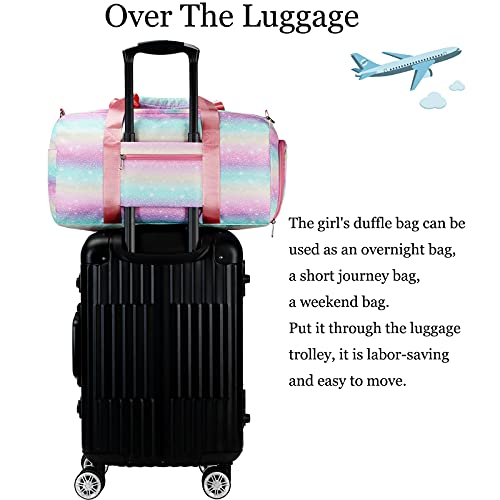 Octsky Dance Bag Sports Gym Bag Teens Dance Bag Gymnastics Bag Carry On Weekender Bag with Shoe Compartment (Cat Pink)