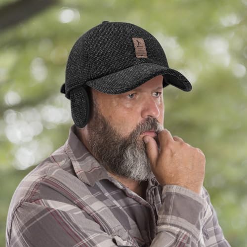 Falidem 2 Pack Men's Winter Baseball Cap with Ear Flaps, Baseball Winter Hats with Ear Flaps for Men Outdoor Walk Running