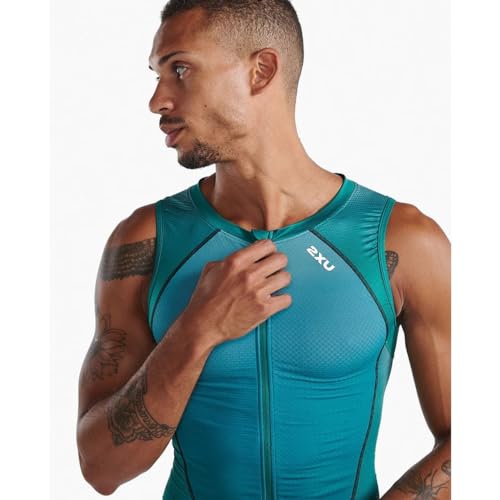 2XU Men's Light Speed Front Zip Tri Suit (US, Alpha, X-Large, Regular, Regular, Standard, Forest Green)