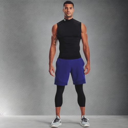 Under Armour Men's HeatGear Armour Compression Mock Sleeveless, Black (001)/White, Medium