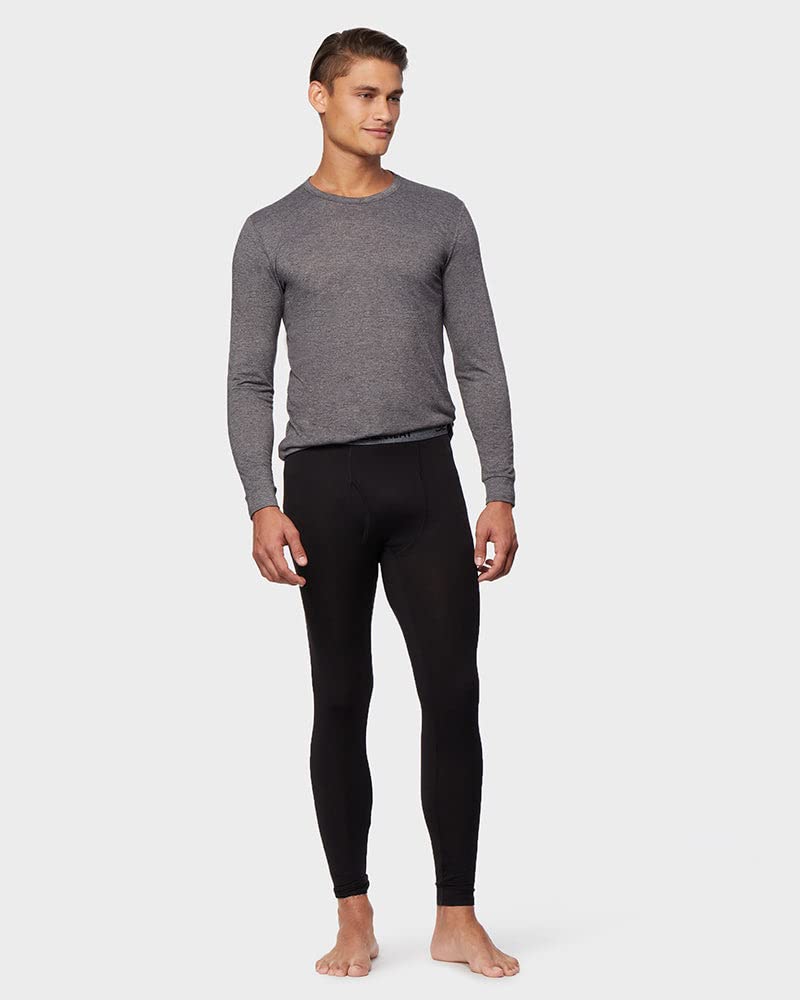 32° Degrees Men's Lightweight Baselayer Legging | Form Fitting | 4-Way Stretch | Thermal, Black, Small
