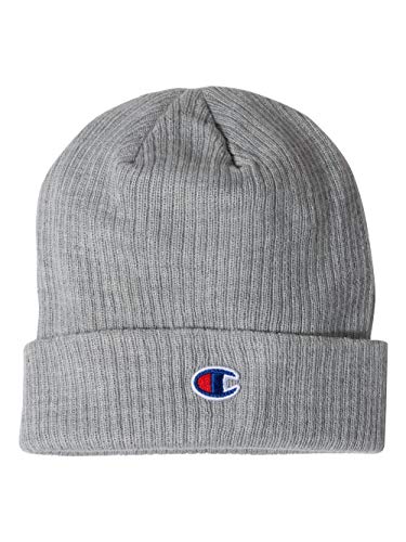 Champion - Mens Ribbed Knit Cuffed Beanie - CS4003 - One Size - Heather Grey