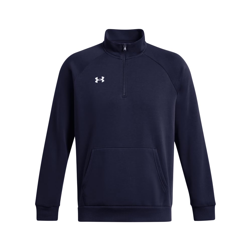 Under Armour Men's Rival Fleece Quarter Zip, (410) Midnight Navy / / White, Medium