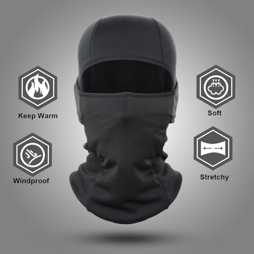 WTACTFUL 2Pieces Balaclava Face Ski Mask for Men, Winter Warm Thermal Full Face Cover Mask for Motorcycle Cycling Skiing Snowboarding Outdoor Black