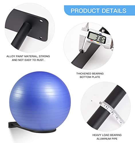 XIAO PEI Medicine Ball RackWall Mounted Large Stability Ball Storage Rack Basketball Ball Rack Exercise Ball Equipment Organizer(1 Black)