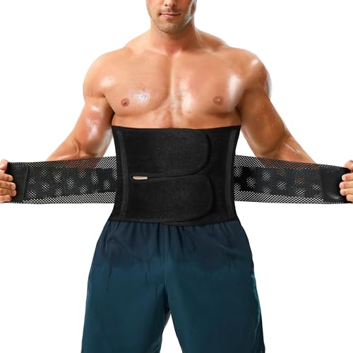Junlan Waist Trainer for Men Sweat Waist Trimmer Belt for Stomach (Blue, Medium)