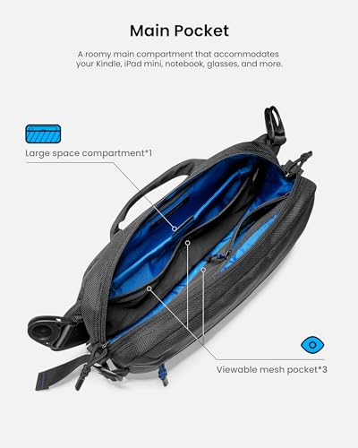 tomtoc 5.5L Sling Bag, Heavy Duty Crossbody Bag for Men, Carry Chest Daypack, Water-resistant Shoulder Travel Bag for Steam Deck, ASUS ROG Ally X, 2024 iPad mini A17 Pro, Urban Techwear, Tactical