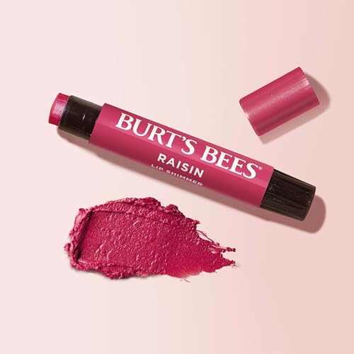 Burt's Bees Shimmer Lip Tint Set, Tinted Lip Balm Stick, Moisturizing for All Day Hydration with Natural Origin Glowy Pigmented Finish & Buildable Color, Raisin (1-Pack)