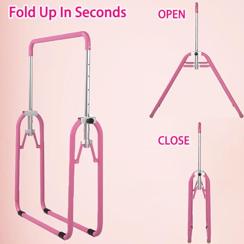 WATBKHE Kids Gymnastics Bar Gymnastic Equipment for Home Adjustable Height Gymnastic Training Bar Gymnastic Stuff for 3-7 Years Old Girls (Pink-S)