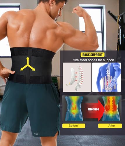 Junlan Waist Trainer for Men Sweat Waist Trimmer Belt for Stomach (Blue, Medium)
