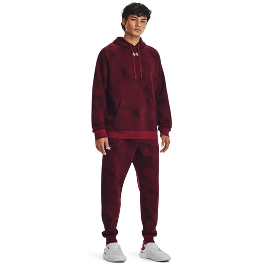 Under Armour mens Rival Fleece Printed Hoodie, (600) Dark Maroon / / White, Medium