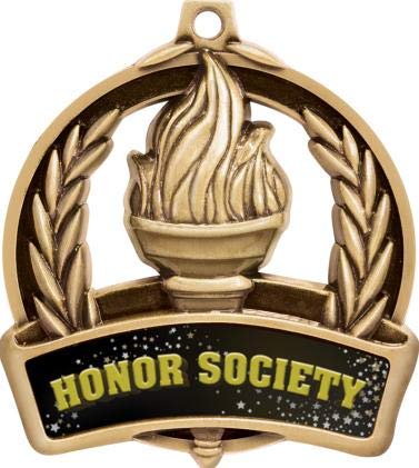 Honor Society Medals, 2" Gold Honor Society Achievement Medal Award, Comes with Neck Ribbon, 5 Pack Prime