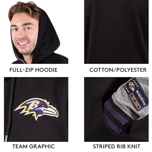 Ultra Game Men's Standard Full Zip Soft Fleece Hoodie Letterman Varsity Jacket