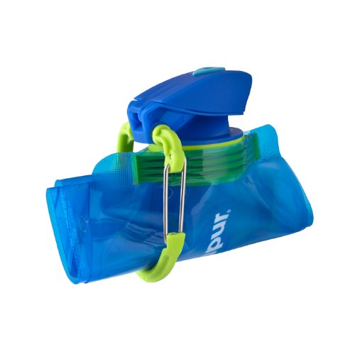 Vapur, Collapsible Water Bottle- 1 Liter, 33 Ounces- Reusable Leak Proof Water Bottles with Carabiner for Working Out, Camping, Backpacking, Hiking, & Travel!, Water Element Anti-Bottle Blue