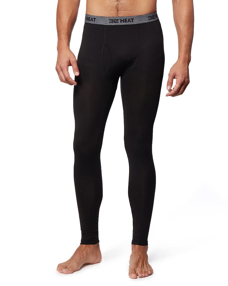 32° Degrees Men's Lightweight Baselayer Legging | Form Fitting | 4-Way Stretch | Thermal, Black, Small