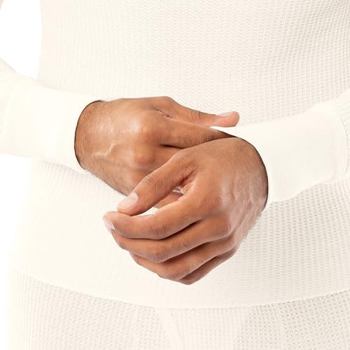 Indera Men's Traditional Waffle Thermal Underwear Long Sleeve Shirt, Natural, Small