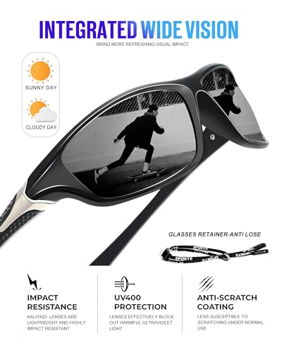 KALIYADI Polarized Sunglasses-Men Sports Sun-glasses: Mens Sunglasses Polarized UV Protection for Fishing Driving Cycling
