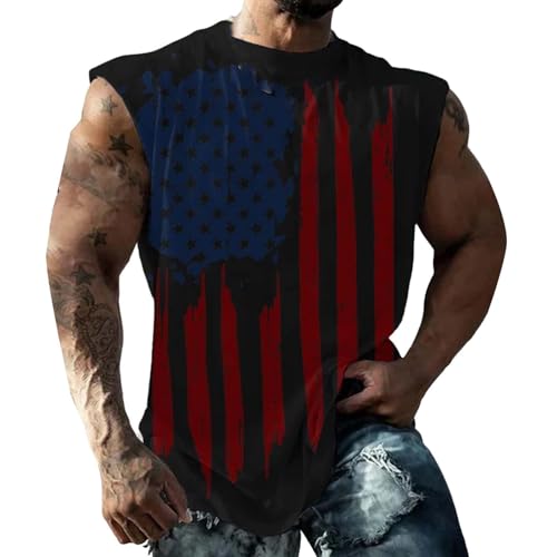Generic Mens American Flag Tank Top, 4th of July Shirts for Men Patriotic Sleeveless Muscle Tanks USA Memorial Day Funny Graphic Shirt Summer Casual Workout Gym Big and Tall T-Shirt Black S