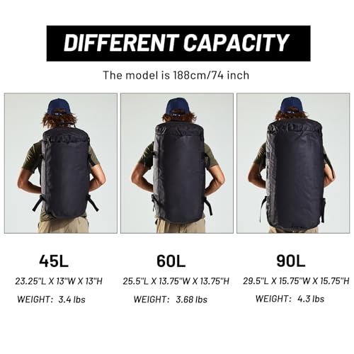 MIER Large Duffel Backpack Sports Gym Bag with Shoe Compartment, Heavy Duty and Water Resistant, Black, 45L