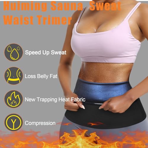 huiming Sauna Suit Waist Trimmer for Women Waist Trainer sweat band for stomach Belt Lower Belly Plus Size (Black, S/M-1)