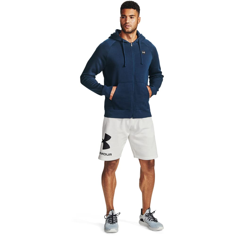 Under Armour Men's UA Rival Fleece Full Zip Hoodie, Academy Blue (408)/Onyx White, Small Tall
