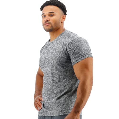 TYR Men's Standard Athletic Performance Workout Airtec Short Sleeve Tee, Heather Grey, X-Large